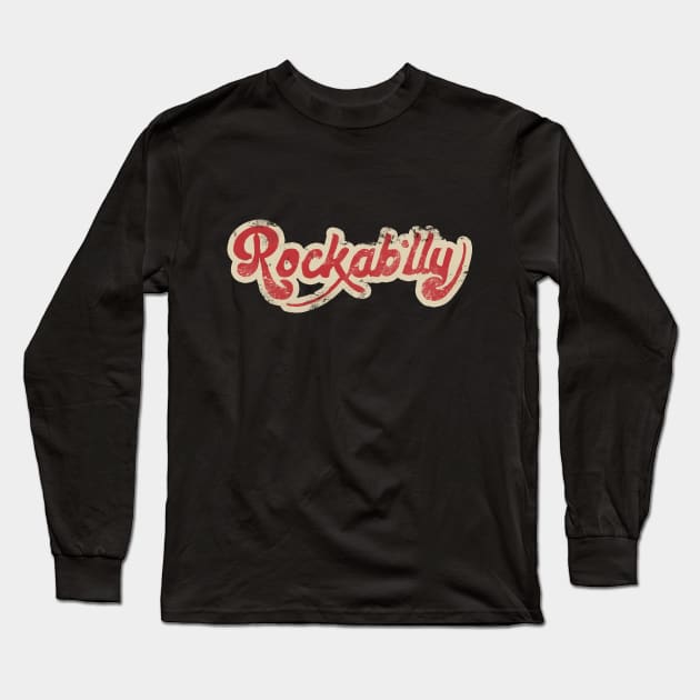 Rockabilly Distressed Logo Long Sleeve T-Shirt by Kingrocker Clothing